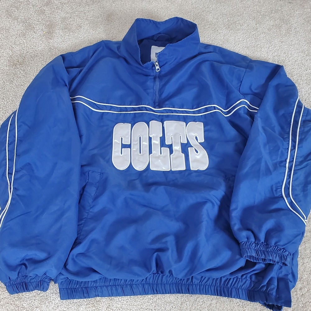 Vintage NFL Indianapolis Colts Men's 1/4 Zip Pullover Size L Blue SEE CONDITION